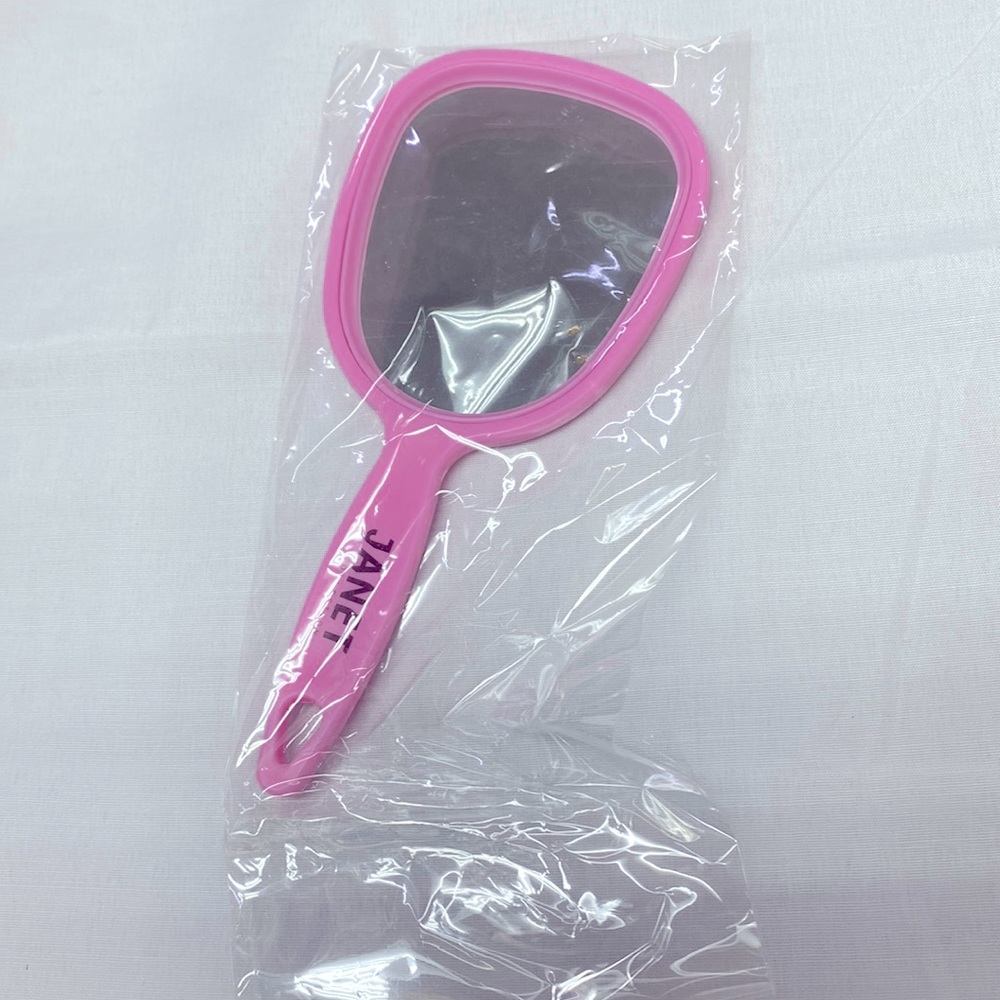 Janet Collection hand mirror carry on color pink new